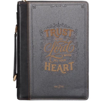 Bible Case XL Trust in the Black/Grey Faux Leather