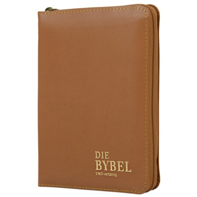 Afrikaans Bible 1983 Pkt Size Tan Bonded Leather Zipped