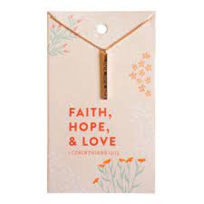 Necklace Faith Hope Love Rose Gold Plated Brass