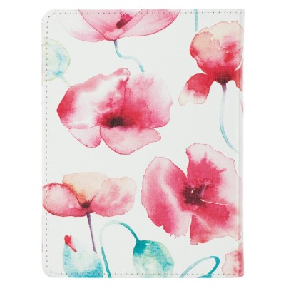 Journal Never Give Up Coral Poppies Faux Leather
