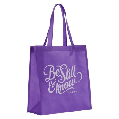 Tote Bag Be Still & Know Lavender Polyproylene