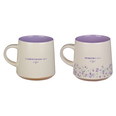 Mug Set Faith & Love Lilac Floral 2/Set
