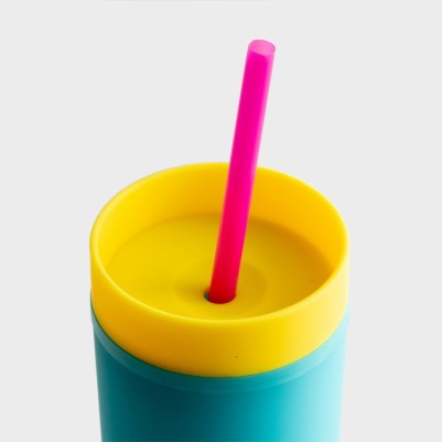 Tumbler Word Hard Stay Sweet Blue With Straw