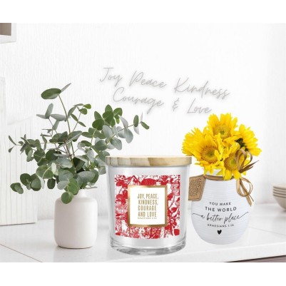 Candle Joy Peace Kindness Courage Red