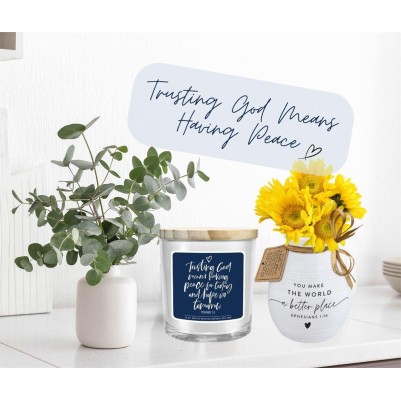 Candle Trusting God Blue