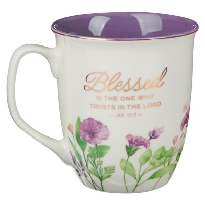 Mug Blessed Jer. 17:7 Purple Floral