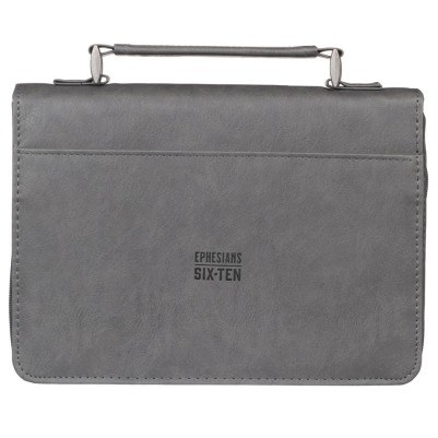 Bible Cover M Be Strong In The Lord Grey Tu/Tone