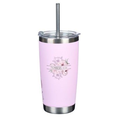 Tumbler Lord Bless You & Keep You Pink & Flowers