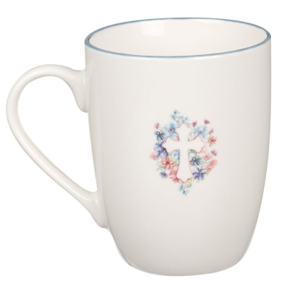 Mug Floral Cross White